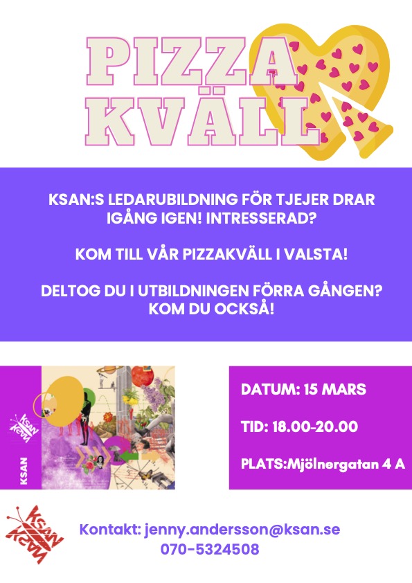 Flygblad pizzakvall Valsta 15 mars