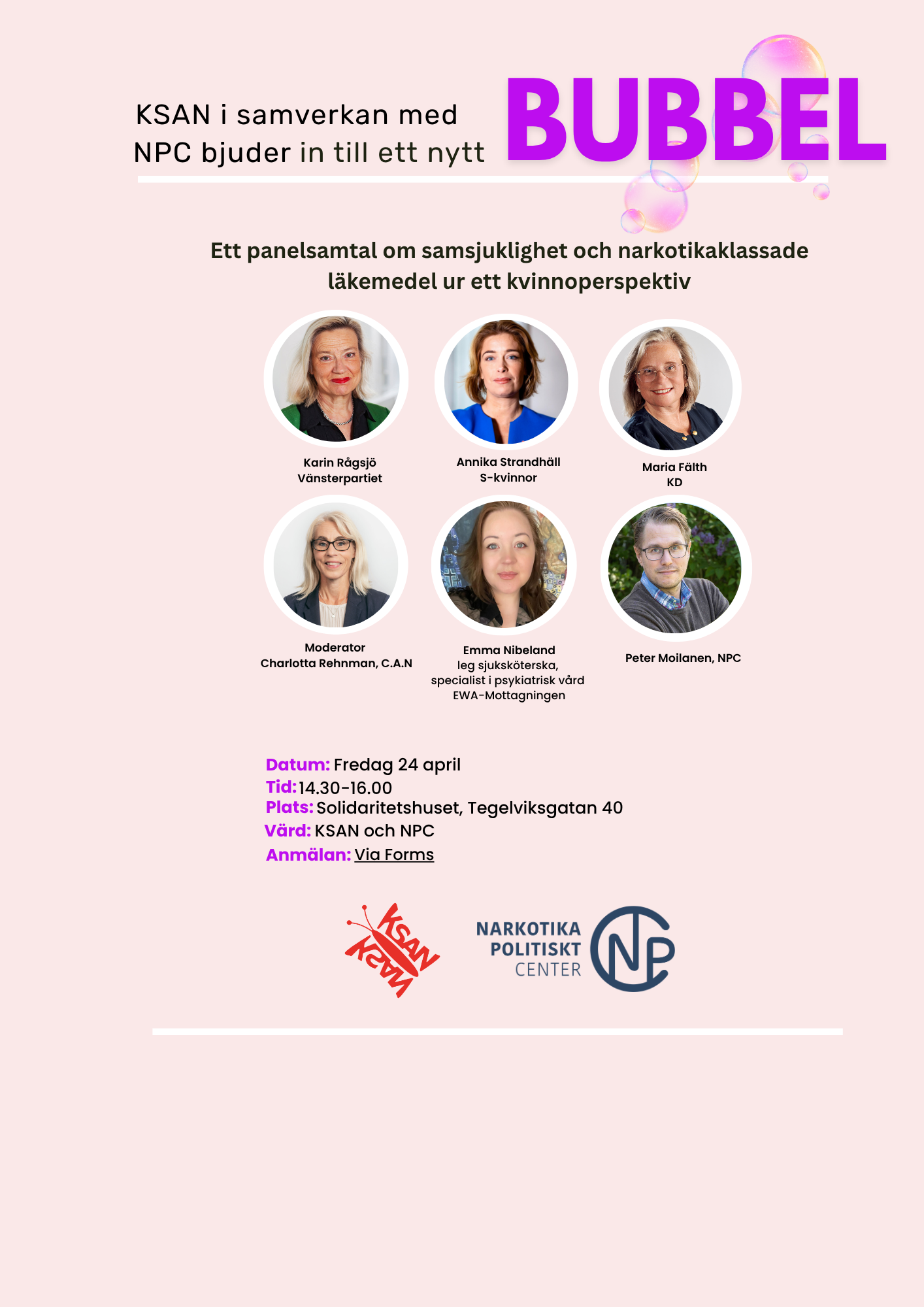 Bubbel-seminarium om narkotikaklassade läkemedel ur kvinnoperspektiv